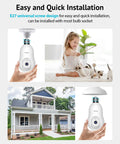 4MP Bulb Security Camera Wireless 360 Degree Panoramic 2K HD Day And Night Full Color Starlight Vision installed in home