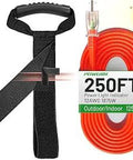 250 Ft Outdoor Extension Cord Heavy Duty 12 Gauge 3 Prong Waterproof With Lighted End Flexible Cold Weather 15 Amp 1875W SJTW Orange ETL Listed