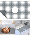 Silicone Sink Mat 24.6 By 13 Inches No Slip Heat Resistant Kitchen Sink Protector For Stainless Steel Sinks Center Drain Grey 1 Pack