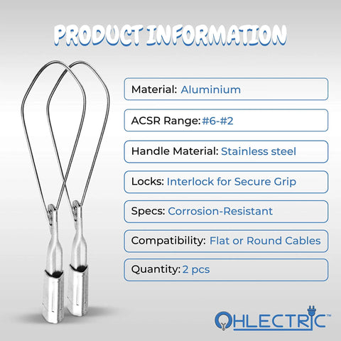 Two Pack Aluminum Wedge Clamps With Stainless Steel Ball Handle Secure Locking System for aerial cable tightening.