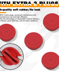 Four red rubber plugs from 343-4024 Trailer Hub Caps Compatible With Stemco Aluminum Hub Cap For Trailer Axle Pack Of 2