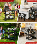 Grill Cart Table That Rolls On Wheels For Indoor And Outdoor Use With 4 Lockable Casters in kitchen, garden, patio, and living room