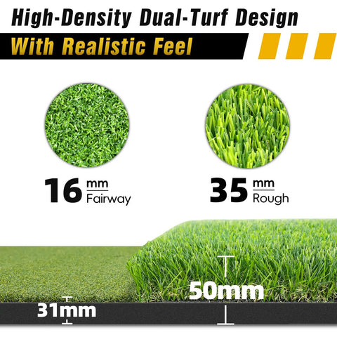 Extra Large 6x4ft Golf Mat For Indoor And Outdoor Practice 31mm Pile High Density Artificial Turf showing dual-turf design details