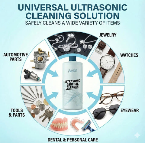 Ultrasonic Cleaner Solution Concentrate With Free Cleaning Cloth Makes Up To 50 Gallons For All Ultrasonic Machines Usa Made 32 Oz Cleaning Liquid Pro Grade Heavy Duty For Carburetors Engine Parts And Small Metal Components cleaning uses