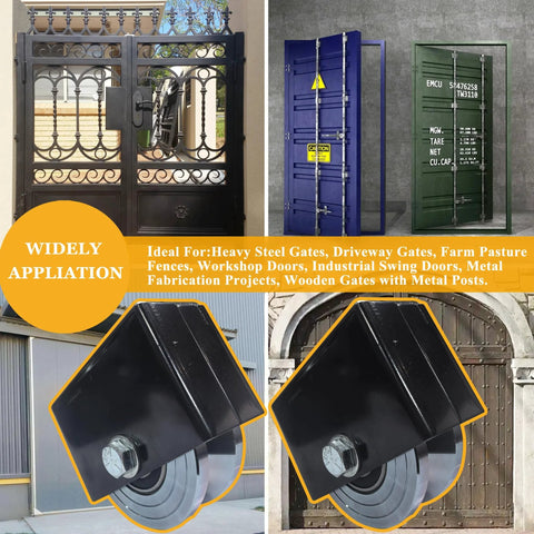 Two Pack 4 Inch V Groove Gate Wheel With Bracket Built For Extreme Load Capacity Up To 6600 Lbs Total Safe Working Load Zinc Plated Roller