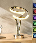 Modern Spiral RGB Table Lamp With Touch Dimmable LED, Ten Light Modes, Nightstand Light, Unique Trophy Design For Home Decor.