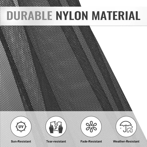 Replacement Gazebo Netting Screen 10x10 Universal Four Panel Rugged Mosquito Mesh Sidewalls with Double Zippers, black nylon material