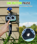 Weatherproof Sprinkler Timer With Three Quarter Inch Hose Port featuring a programmable dial and one-button pause feature.
