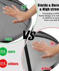 Comparison of 36 Inch Round Fire Pit Screen With Handle And Poker, showing sturdy stainless steel frame and mesh strength.