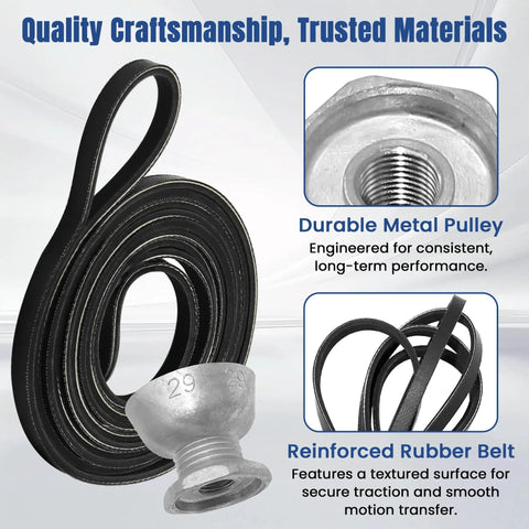 Dryer Motor Pulley And Dryer Drum Belt Replacement 8066184 341241 For Whirlpool Maytag Kenmore Compatible With AP6011686