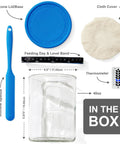 40oz Wide Mouth Sourdough Starter Jar Kit With Marked Feeding Band, Scraper, Cloth Cover, And Silicone Lid Base, Durable Glass
