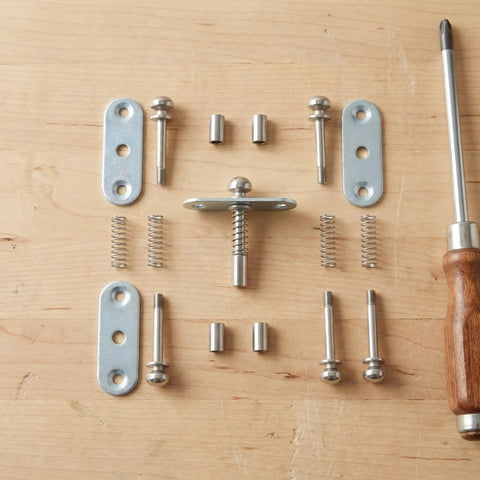 Five Piece Crib Spring Latch Pin Kit With Plate For Adjustable Nursery Crib Hardware Replacement Stainless Steel Safe Height Adjustment No Brainer Easy Install Durable Cot Bed Repair Parts For Parents, 45x40x17 mm set