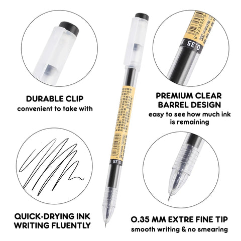 Japanese Style Gel Pens 0.35mm Extra Fine Point No Smudge Quick Dry For Journaling Planners And Thin Notebook Paper 12 Pack