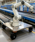 Built Tough 4 Inch Industrial Swivel Caster Wheels With Slam Lock Brakes Set Of 4 on robotic arm platform in factory.