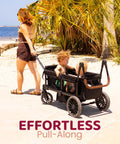 All-Terrain Wagon Stroller For Two Kids Kid-Friendly Foldable Outdoor Beach Wagon With Removable Canopy in use on beach