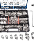 Seamaka hose clamp set, 202 pcs, 304 stainless steel worm-drive clamps in plastic case, sizes 1/4–2 in (6–51 mm)