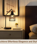 Industrial Table Lamp Set Of 2 With Dual USB Charging Ports, 3-Way Dimmable Touch Control Bedside Lamps on a nightstand