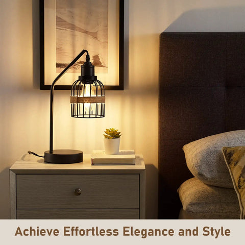 Industrial Table Lamp Set Of 2 With Dual USB Charging Ports, 3-Way Dimmable Touch Control Bedside Lamps on a nightstand