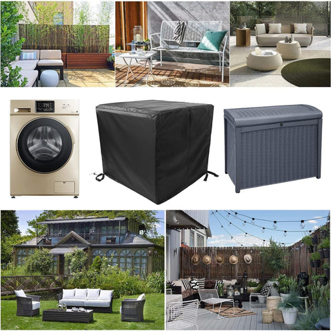 Heavy Duty Patio Furniture Cover 24x17x16 Inches Waterproof 420D Oxford Tear-Resistant with Windproof Buckles shown in a garden setting
