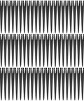100 Pack Drip Irrigation Stakes For One Quarter Inch Tubing, arranged in rows, black PP material for garden use