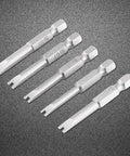 Heavy Duty 5 Piece U Shape Screwdriver Bit Set Loaded With 1/4 Inch Hex Shank Magnetized S2 Steel Spanner Bits for U4 U5 U6 U7 U8 Screws, silver metal bits