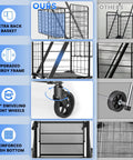 450 Lbs Capacity Folding Shopping Cart Behemoth On Wheels With Dual Basket And 360 Degree Swivel Wheels comparison
