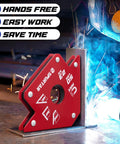 Spurtar welding magnets, 50 lb, 4-pack, red square magnetic holder for 45°, 90°, 135° angles