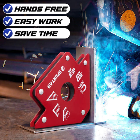 Spurtar welding magnets, 50 lb, 4-pack, red square magnetic holder for 45°, 90°, 135° angles