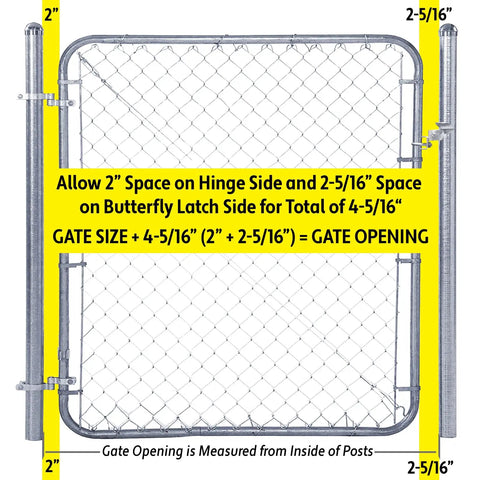 Heavy Duty Galvanized Butterfly Gate Latch Fits Chain Link Fence Frame And Post With Zero Hassle Setup Secure Your Yard Tight Using Premium Steel Hardware Case Of Twenty Five Pieces, dimensions and spacing details.
