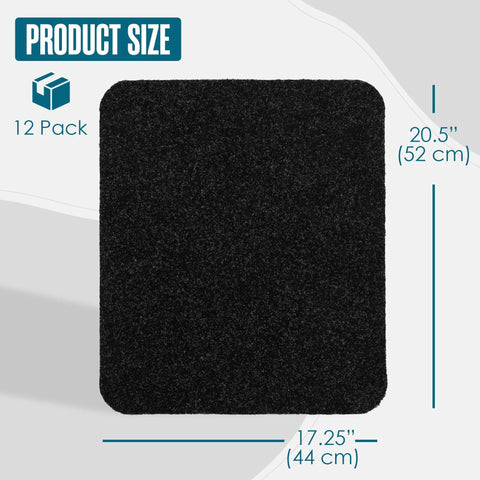 Disposable Urinal Mats for Mens Restroom Use, Large 17.25 By 20.5 Inch Floor Pads, Odor Control, Black, 12 Pack, Top View