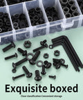 1170 Pcs Metric Bolts And Nuts Set With M3 M4 M5 M6 Hex Socket Button Head Screws Washers And Nuts Kit in a storage box