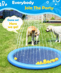 Splash Pad For Dogs And Kids, Anti Slip Dog Pool For Large Dogs, 0.58mm Thickened Durable Outdoor Water Play Mat, 67 Inch, Blue