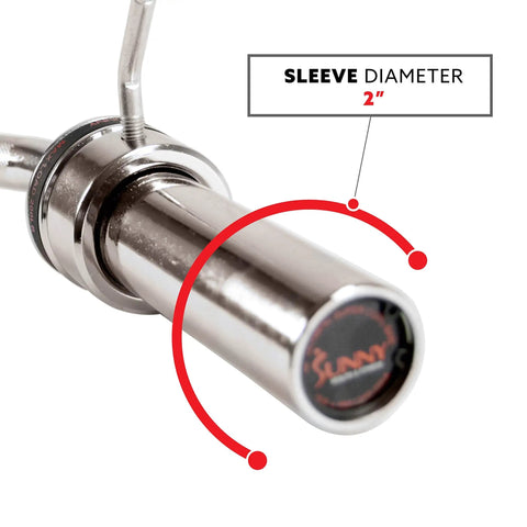 48 Inch Olympic Curl Bar With Rotating Sleeves And Ring Collars For Home Gym, 2-inch sleeve diameter detail