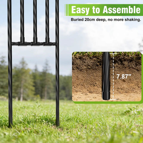 Sturdy Garden Arbor Arch leg with 7.87-inch ground stake for stability in outdoor setup, reinforcing support.