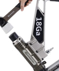 Built Tough Air Powered 18 Gauge L Cleat Flooring Nailer with durable rubber mallet for hardwood installations.