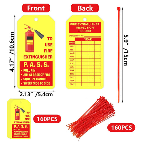 Keep Your Facility Legit With This Solid 160 Piece Fire Extinguisher Inspection Tag Set Featuring Adjustable Yellow Zip Ties For Fast Monthly Checks And Straight Up Compliance