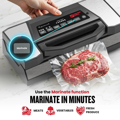 Pro Grade Vacuum Sealer Machine With Cutter And Jar Attachment for Home Kitchen sealing steak with marinate function