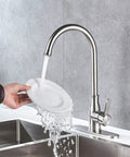 Single Handle Kitchen Faucet Stainless Steel Brushed Nickel High Arc Deck Mount Sink Tap For One Hole Install Pro Grade Bar And Kitchen Faucet Durable
