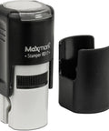 Custom Round Self Inking Stamp With Sleek Pocket Design For Fast Inspections Or Approvals with protective cap.