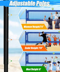 Backyard Volleyball Net Set With Pro Grade Sturdy Winch No Sagging Tension For A Tight Competitive Play shown with adjustable pole heights.
