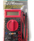 Digital Amp Ohm Volt Meter For DIY Techies, 7 Function Multimeter with AC DC Voltage, 32 Inch Leads, Red
