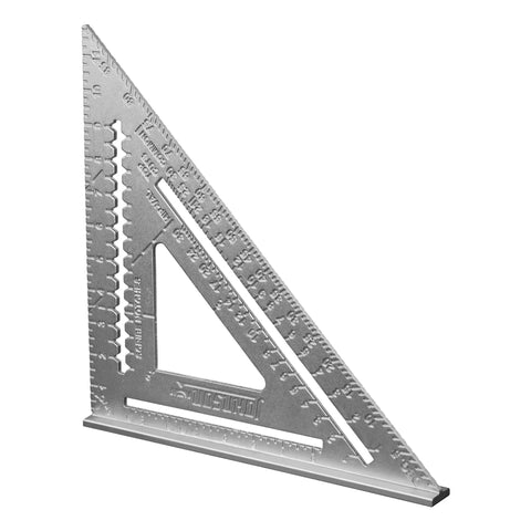 Beefy 12 Inch Aluminum Rafter Square With CNC Machined Edges Permanent Readings Scribe Notches From 1 3/4 To 9 Inches In 1/4 Inch Increments