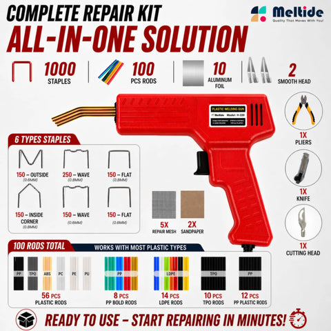 Powerful 220W Plastic Welder Kit For Car Bumper Repair 2 In 1 Hot Stapler And Plastic Welding Gun with accessories and 1000 staples