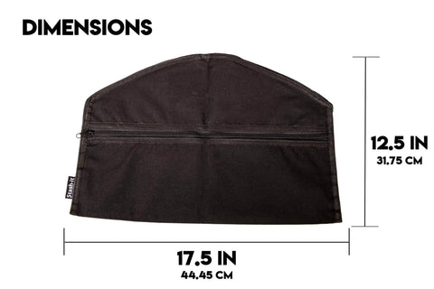 Black Under Clothes Lowkey Hidden Safe Hanger Diversion Pocket with 17.5 x 12.5 inch dimensions shown.