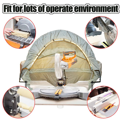 LED Lighted Dust Solution For Miter Saws With Surround Enclosure DIY Friendly Clear Visibility in use with vacuum setup