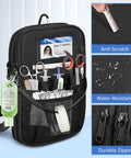 All-In-One Must-Have Nursing Utility Fanny Pack With Tape Holder And Stethoscope Pocket showing compartments and water-resistant feature.