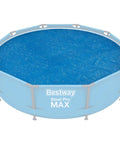 Hella Effective 10 Foot Solar Pool Cover That Locks In Heat And Shields Against Debris, blue mesh design over pool.