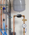 Smart Water Shut Off Valve With Z Wave Hub Compatibility 1 Inch Lead Free Brass Ball Valve With An Actuator Automated Leak Detection And Prevention Works With SmartThings Hubitat Ezlo And Other Z Wave Hubs installed on copper pipe with meter