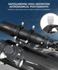 Close-up of telescope with Six Pack M5 Threaded Telescope Finderscope And Guidescope Ring Screws, focusing on guidescope mount.