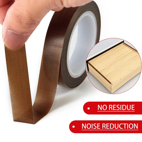 Hella Smooth Low Friction Drawer Slide Tape Two Rolls Half Inch By Thirty Three Feet, brown adhesive tape for cabinets and woodwork.